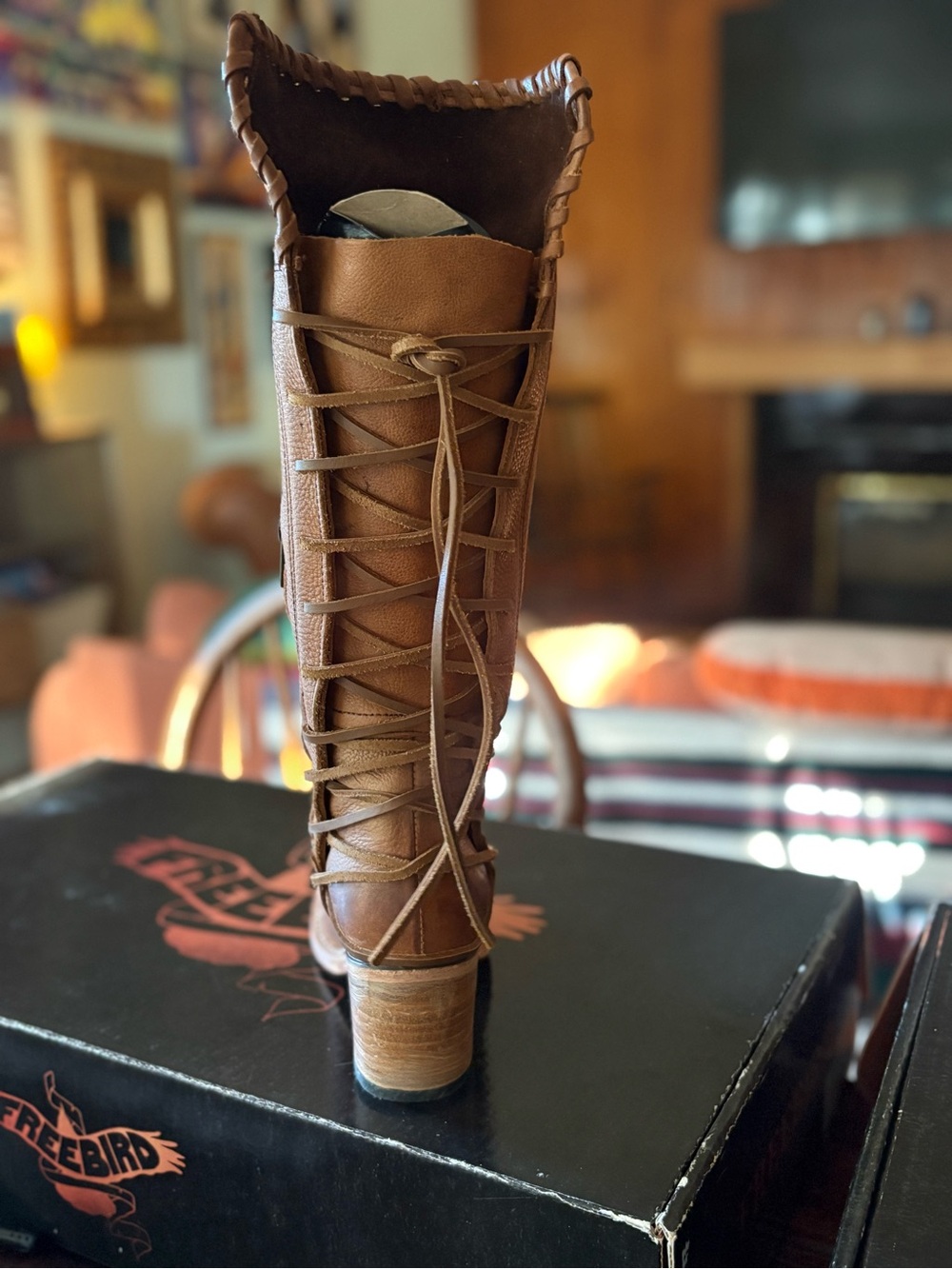 Freebird by Steven Dillon Tall Lace-Up Leather Boots - Wheat - Picture 5 of 5